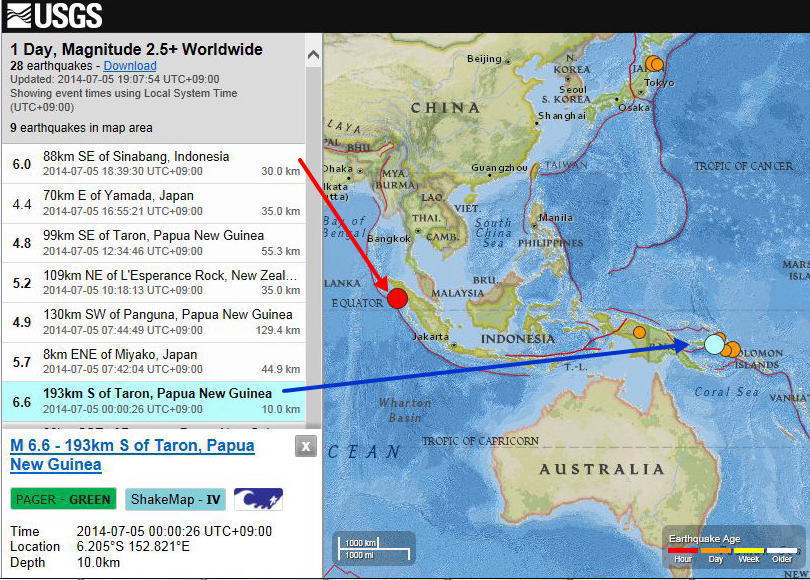 ニューギニア 地震 パプア