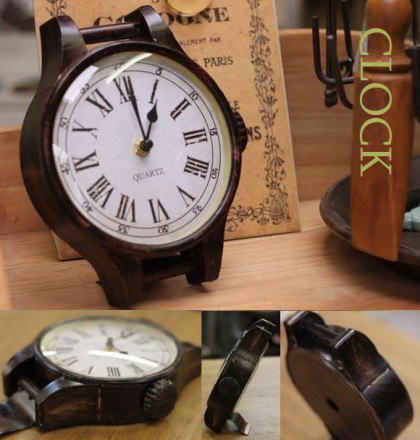 巨大腕時計みたいな掛け置き時計 アンティークな風合いと遊び心が